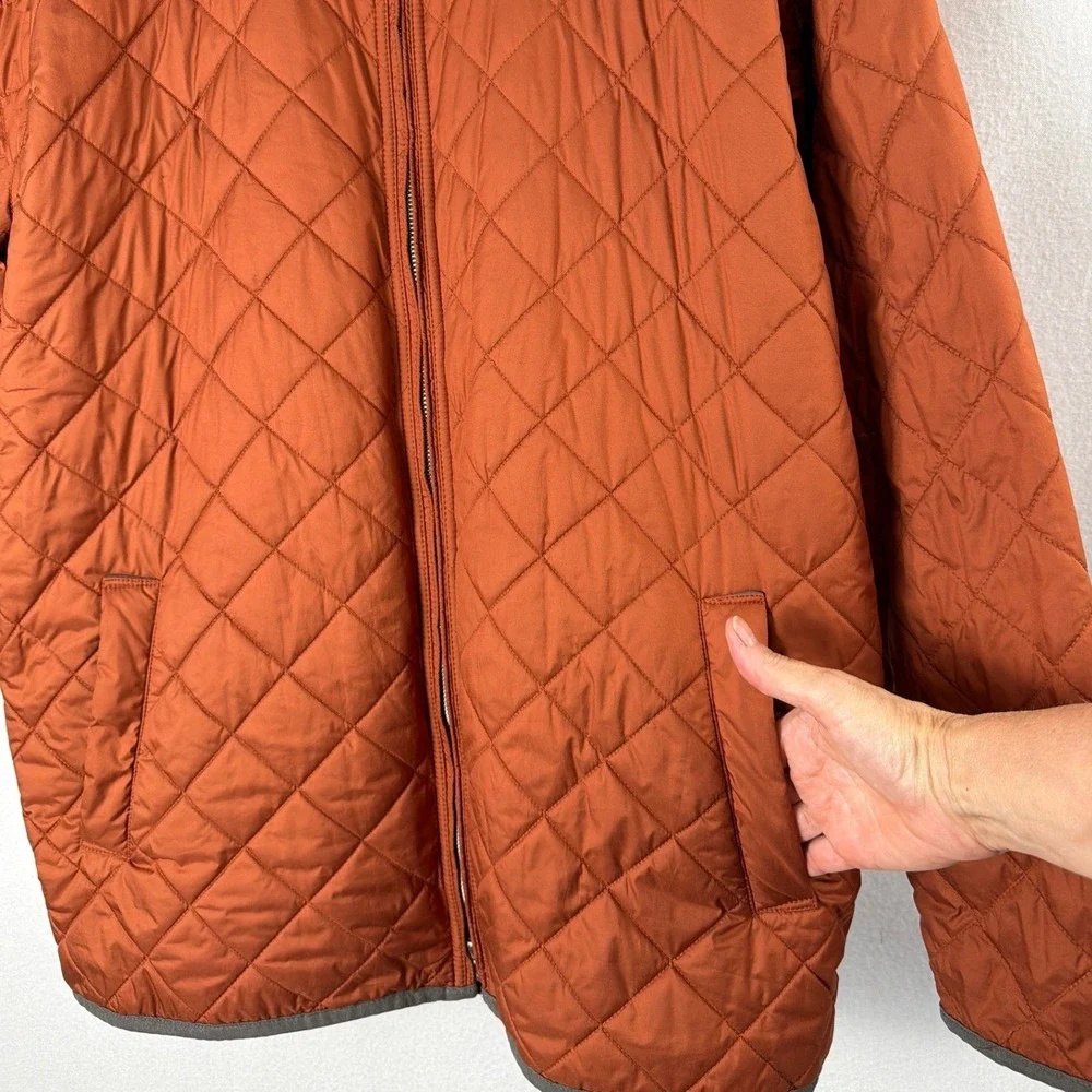 Peter Millar Mens XL Quilted Fleece Lined Jacket Burnt Orange Full Zip Coat
